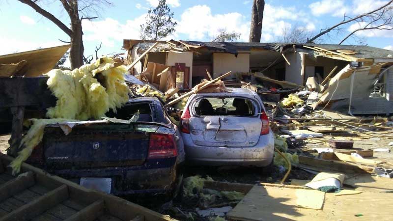 Damage from Tornadoes in Albany, Georgia